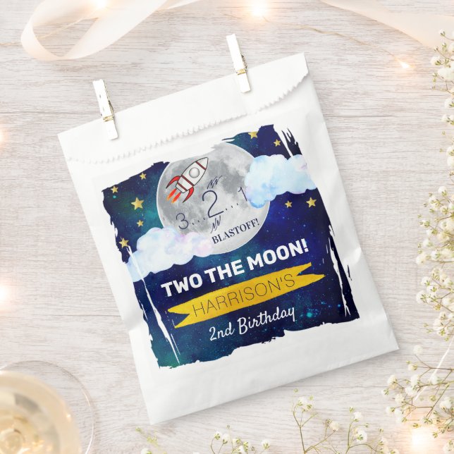 Two The Moon 2nd Birthday Party Favour Bag (Clipped)