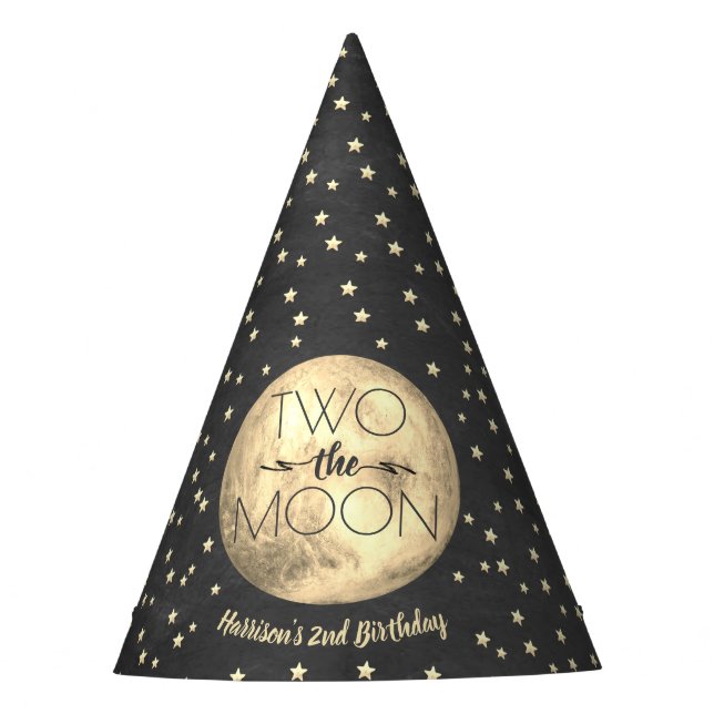 Two The Moon 2nd Birthday Party Hat (Front)