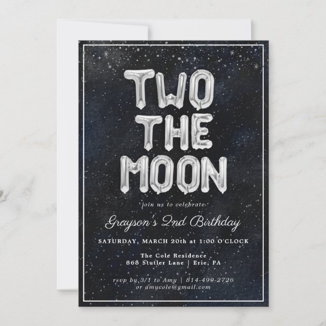 Two the Moon | 2nd Birthday Party Invitation (Front)