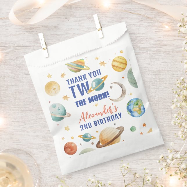 Two The Moon 2nd Birthday Space Galaxy Favour Bag (Clipped)