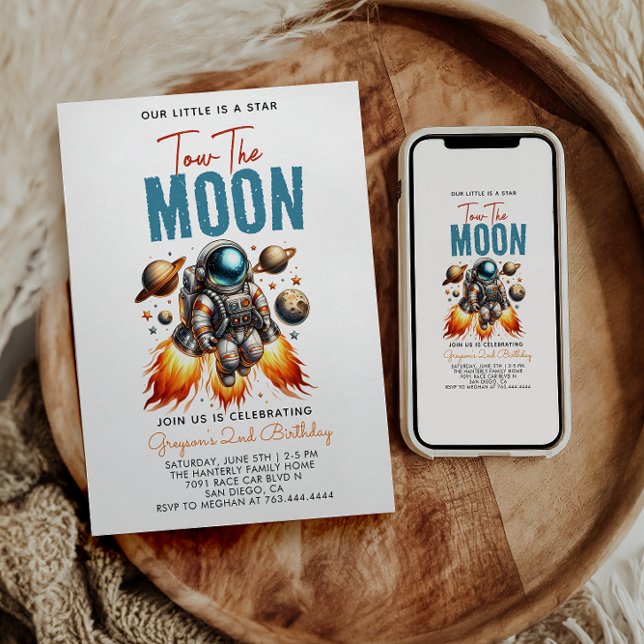 Two the Moon 2nd Birthday Space Invitation (Creator Uploaded)