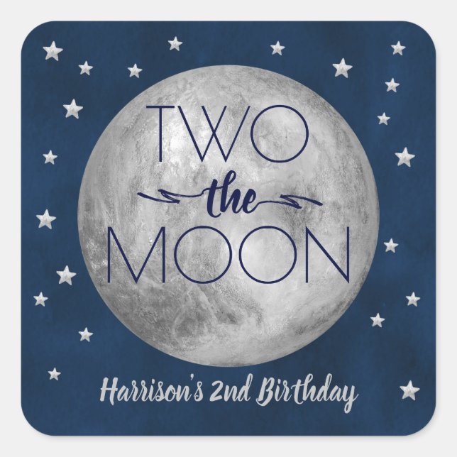 Two The Moon 2nd Birthday Square Sticker (Front)