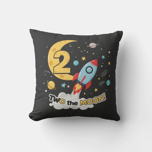 Two the Moon 2nd Birthday Throw Pillow (Front)