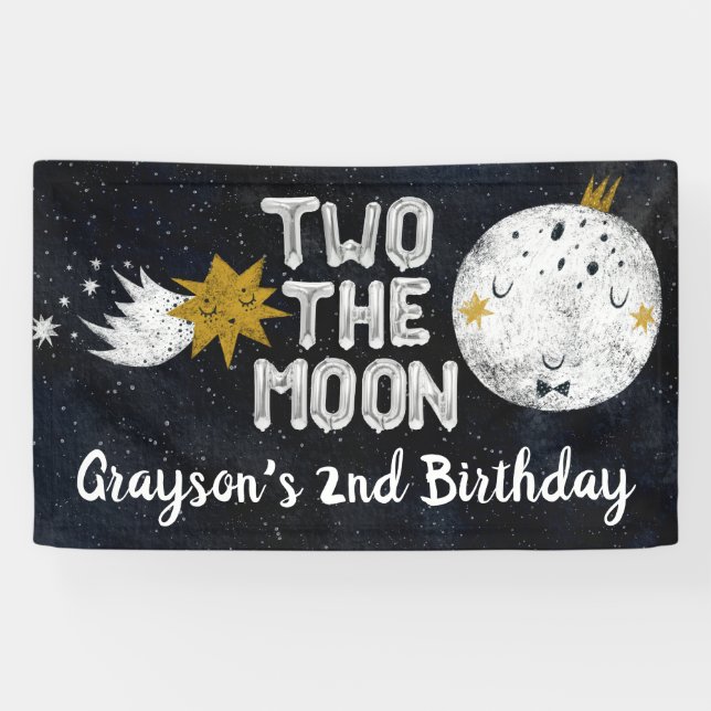 Two the Moon 2nd Birthday Welcome Sign (Horizontal)