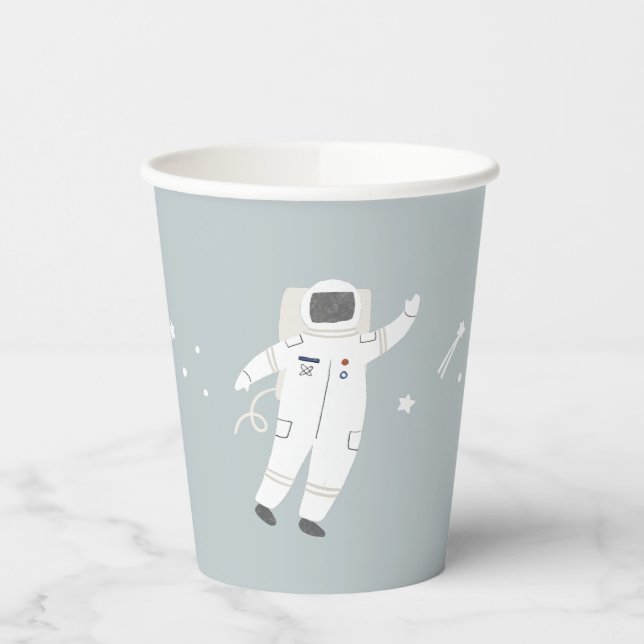 Two The Moon Astronaut Space Party Paper Cups (Left)