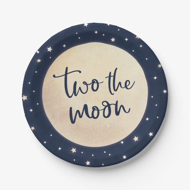 Two the Moon Birthday Party Plates (Front)