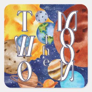 Two the Moon Birthday Square Sticker