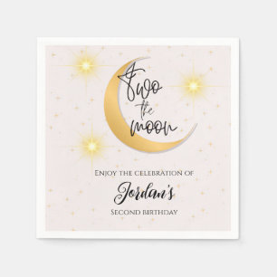 Two The Moon Elegant Gender Neutral 2nd Birthday Napkin