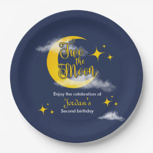 Two The Moon Elegant Gender Neutral 2nd Birthday  Paper Plate