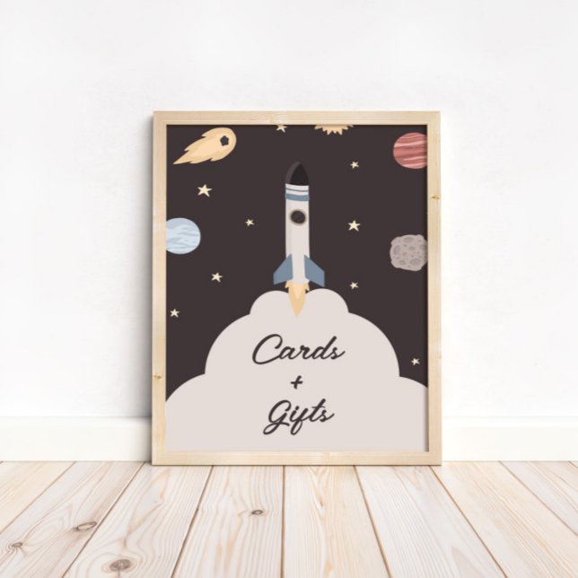 Two the Moon Kids Outer Space Cards + Gifts Sign (A unique cards & gifts sign for your party table!)