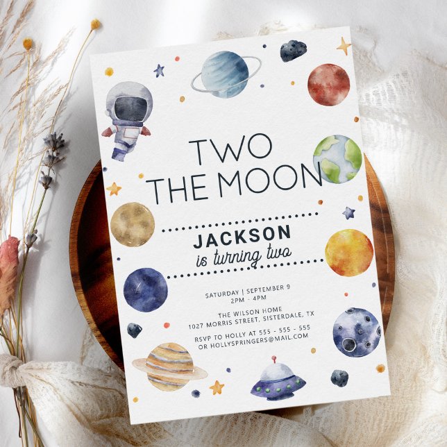 Two the Moon Modern Galaxy 2nd Birthday Invitation (Creator Uploaded)
