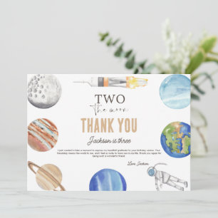 Two The Moon   Modern Space 2nd Birthday Décor Thank You Card