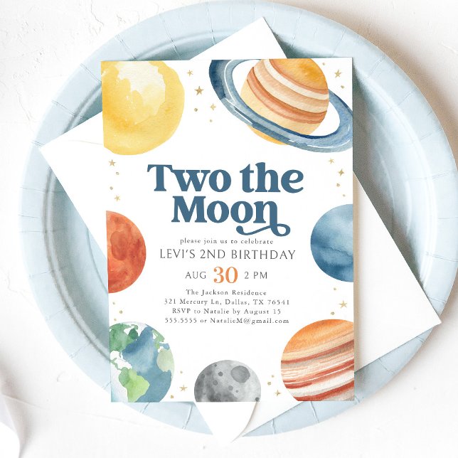 Two the Moon Outer Space 2nd Birthday Invitation (Creator Uploaded)