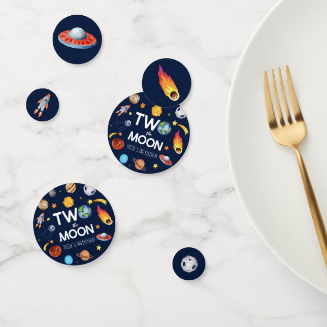 Two The Moon Outer Space Planet Birthday Party Confetti (Group)