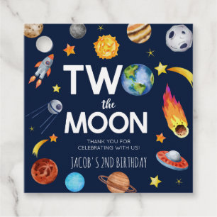 Two The Moon Outer Space Planet Birthday Party Favour Tags