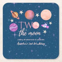 Two The Moon  Outer Space Ship Planets 2nd Bday