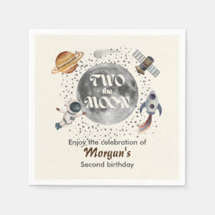 Two The Moon Planets Gender Neutral 2nd Birthday Napkin