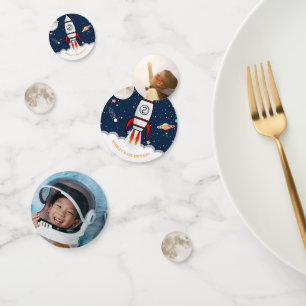 Two the Moon Rocket Ship 2nd Birthday Party Photo Confetti