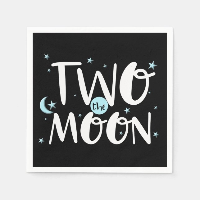 TWO THE MOON Rocket Ship Space 2nd Birthday Party Napkin (Front)