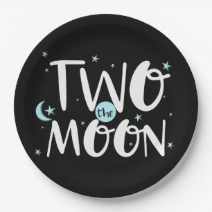 TWO THE MOON Rocket Ship Space 2nd Birthday Party Paper Plate