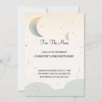 Two the Moon Second Birthday Invitation