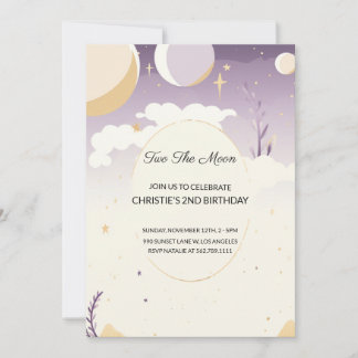 Two the Moon Second Birthday Invitation