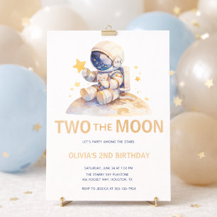 Two The Moon Space Astronaut 2nd Birthday Invitation