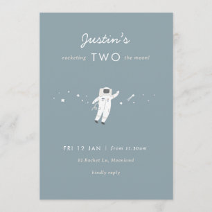 Two The Moon Space Party 2nd Birthday Invite