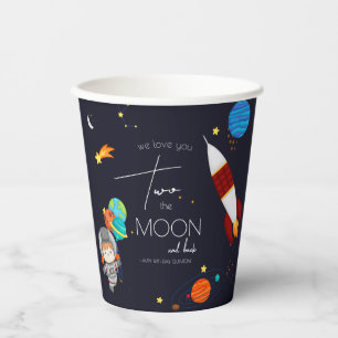 Two the Moon Space Theme 2nd Birthday Party Paper Cups