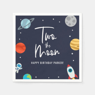Two The Moon Space Theme Birthday Party Napkin
