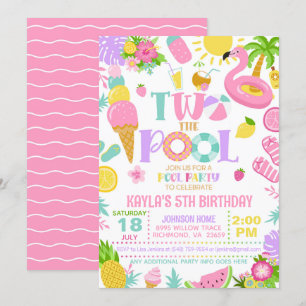 TWO the Pool Birthday Party Invitation