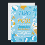 Two the Pool Party Birthday Boy summer Invitation<br><div class="desc">This design measures 5 x 7 inches/  12.7 x 17.8 cm and is perfect for invitations. #zazzlemade</div>