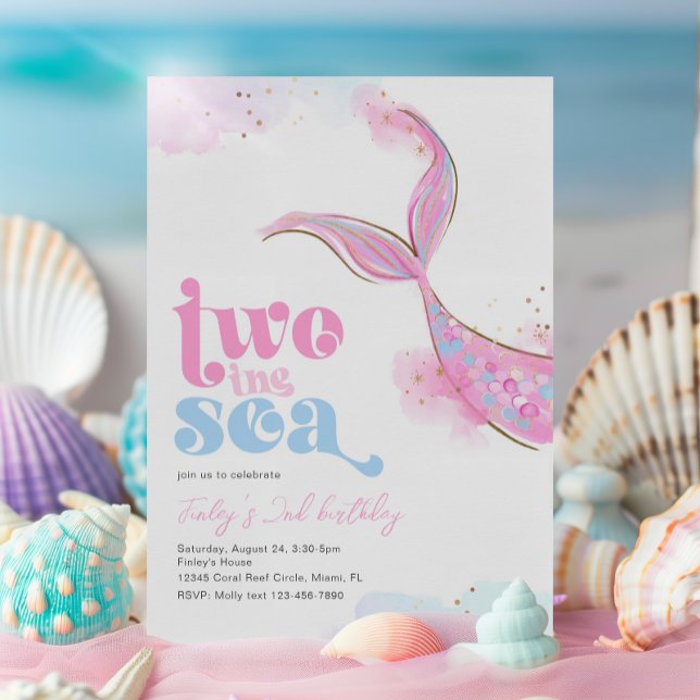 Two the Sea Mermaid Birthday Invitation (Creator Uploaded)