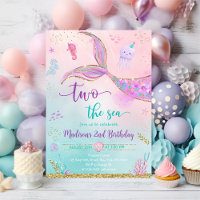 Two the Sea Mermaid Pink Purple 2nd Birthday