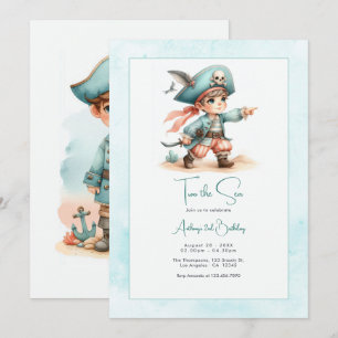 “Two the Sea” Pirate Toddler 2nd Birthday Party Invitation
