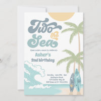 Two The Sea Retro Surfboard Beach 2nd Birthday