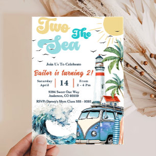 Two the Sea Surf Beach 2nd Birthday Invitation