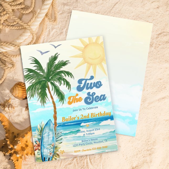 Two the Sea Surf Beach 2nd Birthday  Invitation (Creator Uploaded)