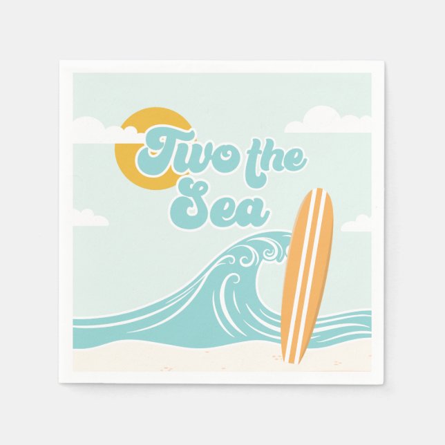 Two the Sea Surf Beach 2nd Birthday Napkins (Front)