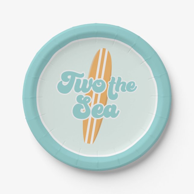 Two the sea Surf Beach 2nd Birthday Paper Plates (Front)
