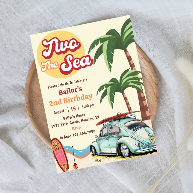 Two The Sea Surf Beach Invitation du 2e anniversai (Créateur téléchargé)