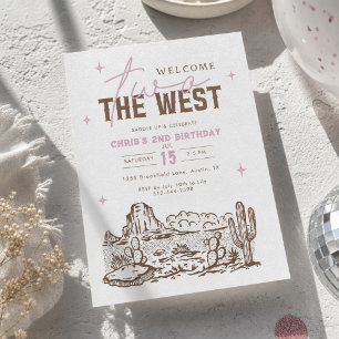 Two the West Cowgirl 2nd Birthday Invitation Pink 