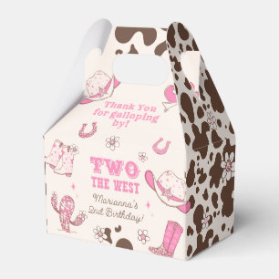 Two the West Pink Cowgirl Birthday party Favor Box