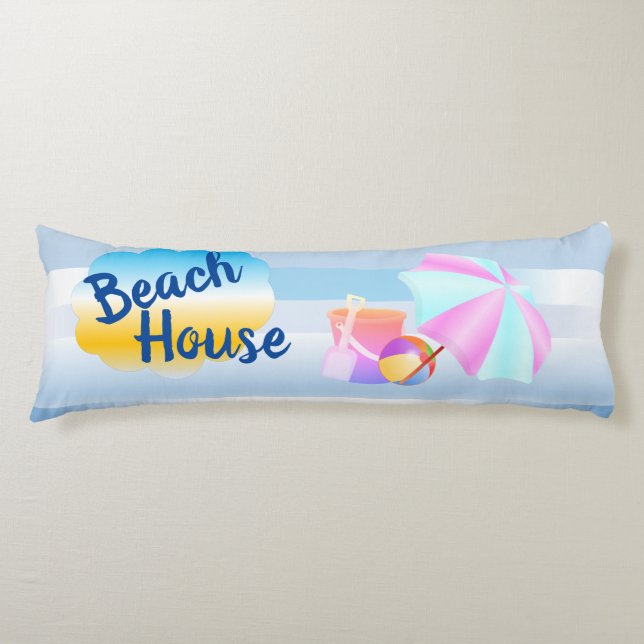 Two Themes Blue and Pink Beach House Body Cushion (Front)