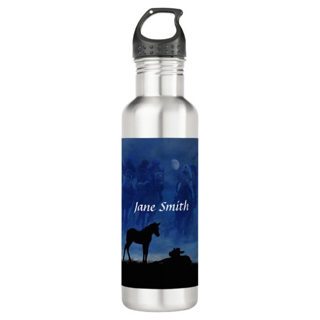 Two Thoroughbred Racehorse Foals Water Bottle (Front)