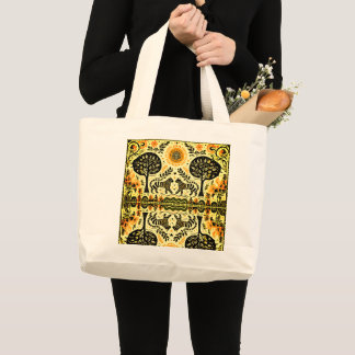 two tigers in the forest large tote bag