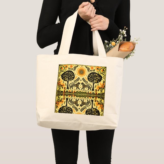 two tigers in the forest large tote bag (Front (Product))