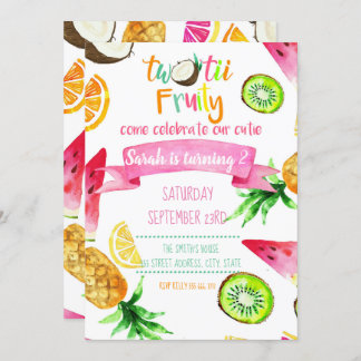 Two Tii Fruity Birthday Card Invitation Turning 2