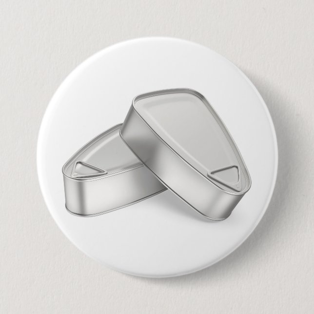 Two tin cans with ham, fish, or other food 3 inch round button (Front)