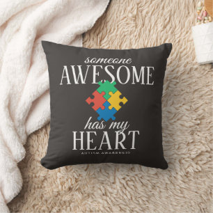 Two Tone Autism Awareness Throw Pillow